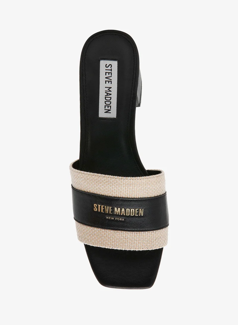 STEVE MADDEN  Nappa Leather Bone Raffia Detailing Sandals for Women | Best Price UAE